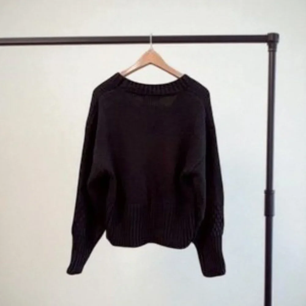 NWT Charlie Holiday Mixed Knit Oversized Pullover Wool Blend Sweater